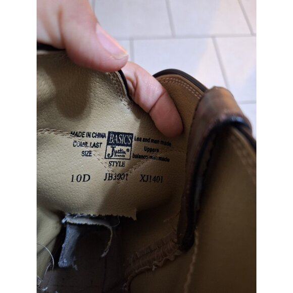 Justin Roper Basics Work Boots JBL3001 Brown Mens Size 10D Cowboy  Round Toe - Picture 10 of 11